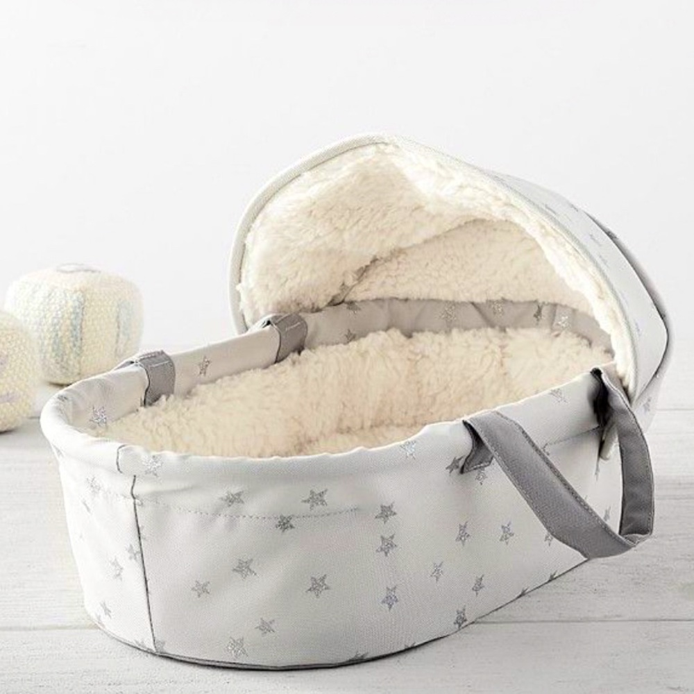 Pottery barn, baby doll bassinet kids toy